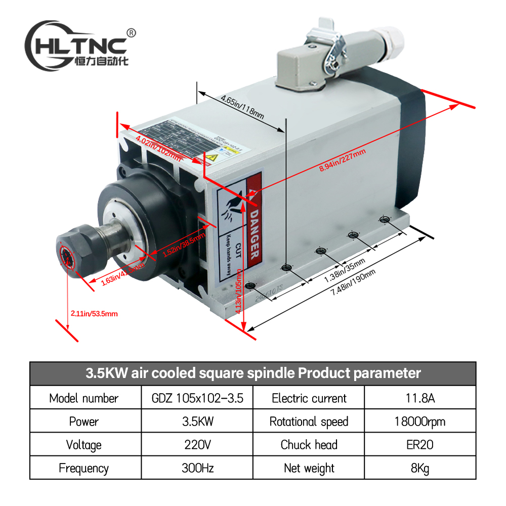 3.5KW ER20 220VSquare يطير حاف - مراجعة Cnc Spindle Motor وسعره